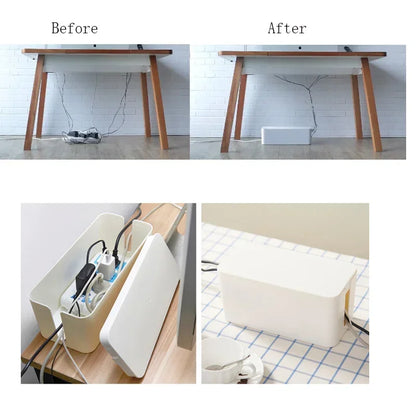 FlexorShop Wooden Cable Storage Box: Elegant Cord Organize