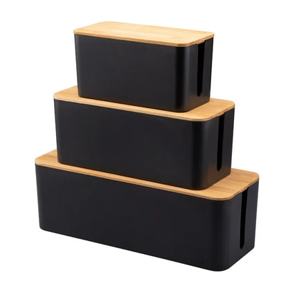 FlexorShop Wooden Cable Storage Box: Elegant Cord Organize